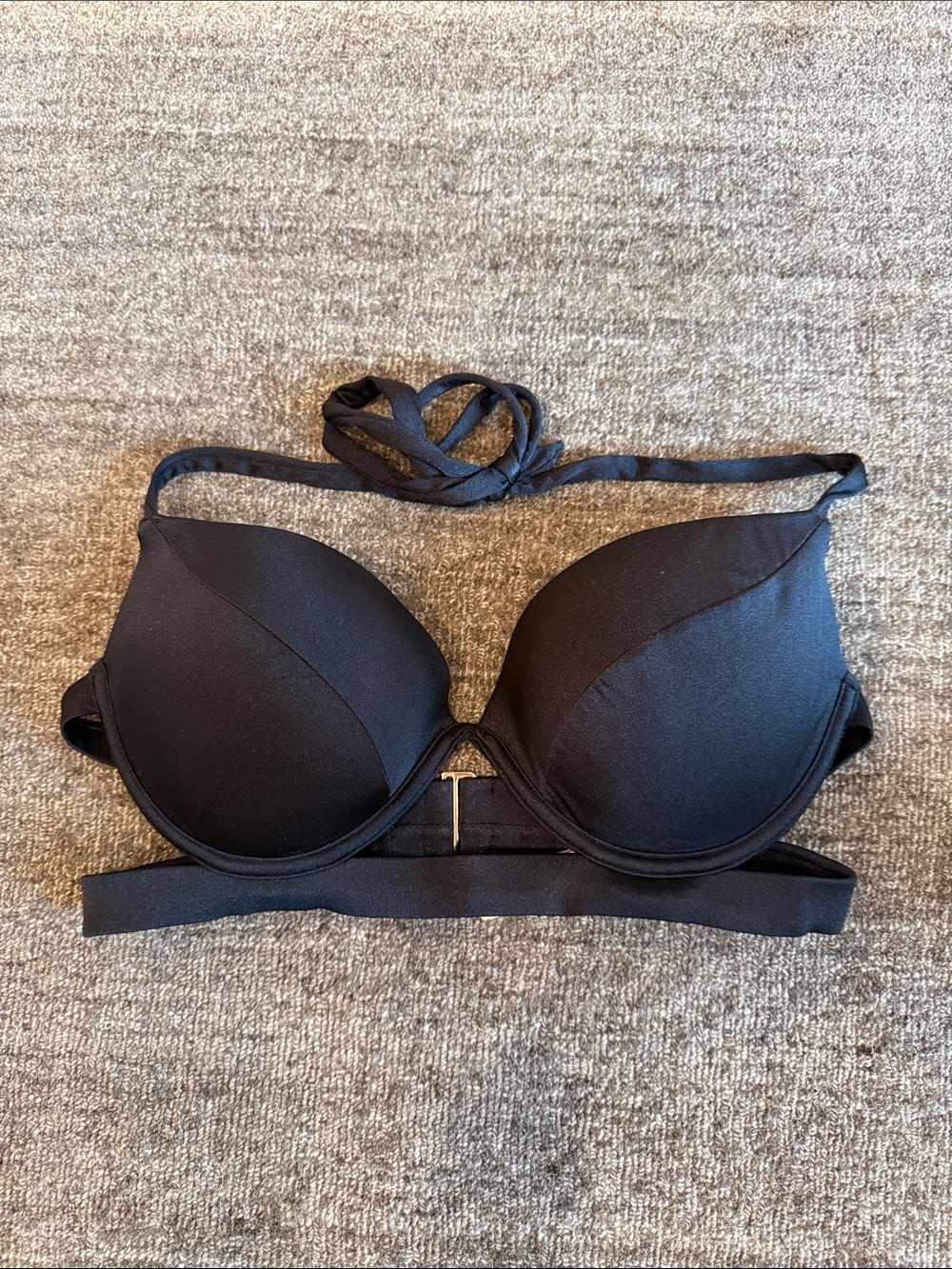 Victoria's Secret Black Padded Halter Bikini Top